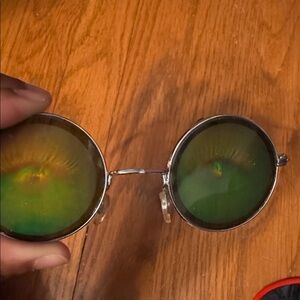 Round Green Sunglasses ozzy Osborne peace love 70s retro party Halloween costume